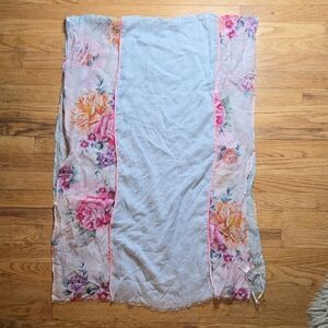 Tilo linen modal blend floral print neon pink trim scarf